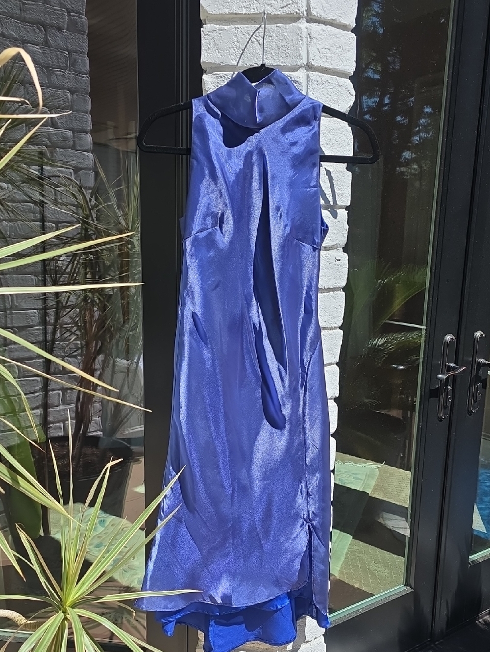 Esprit Sleeveless Royal Blue High-Low Satin Dress